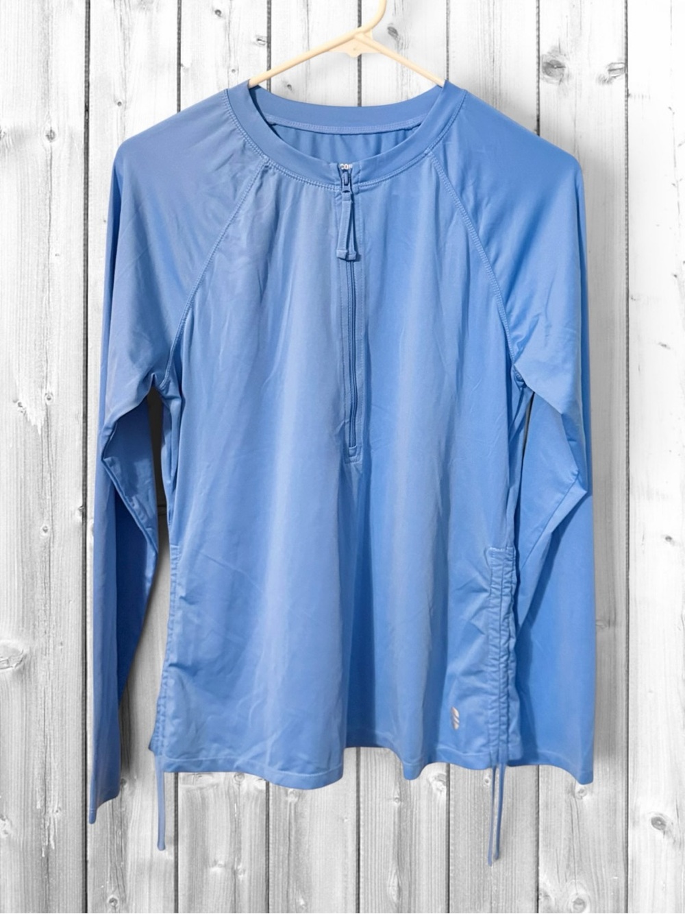🌼Free Country Light Blue Long Sleeve Zip-Front Performance Tee
